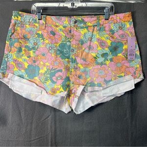 Nwt Wild Fable Multi Color Floral Highest Rise Cheeky Denim Shorts 18